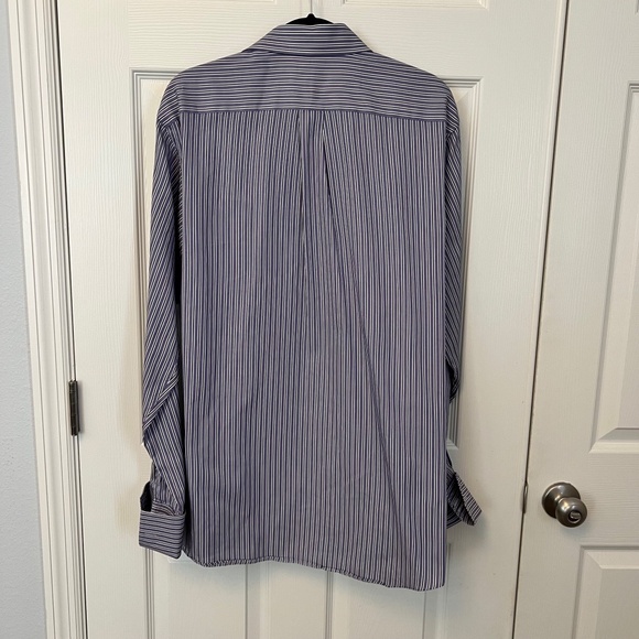 Michael Kors Mens Lavender Striped Button Up Cuff link Long Sleeve Shirt Size 16 - Picture 6 of 6
